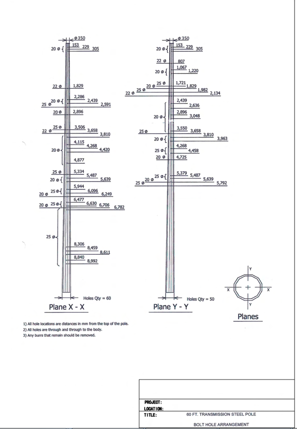 Cột điện 60FT với vật liệu Q235 và Q345 mạnh mẽ cho đèn đường 1