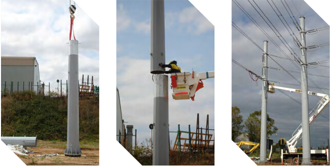 NGCP 8 Sides 50FT Steel Utility Pole for 69KV Electrical Power Distribution with AWS D1.1 Standard 2