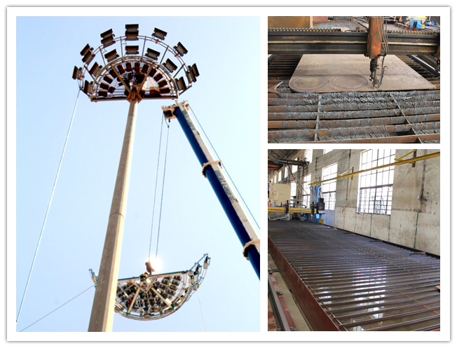 40M Outdoor Hot Dip Galvanized High Mast Tower With Rasing system for Stadium Lighting 0