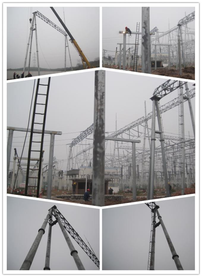 Polygonal 16m 800 DaN Galvanized Steel Power Pole 10kV - 220kV Capacity 2