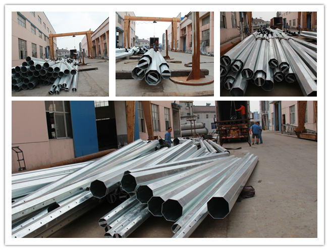 69 kv 24M Round Transmission Line Galvanised Steel Poles For Power Distribution 1
