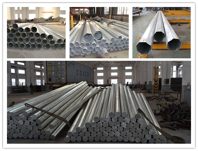 800Dan Galvanized Steel Tubular Pole 14m For Transmission Line Project , 10kv~550kv Power 1