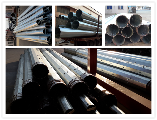 Galvanization Steel Utility Pole For 110kv Electrical Power Transmission Line Project 1