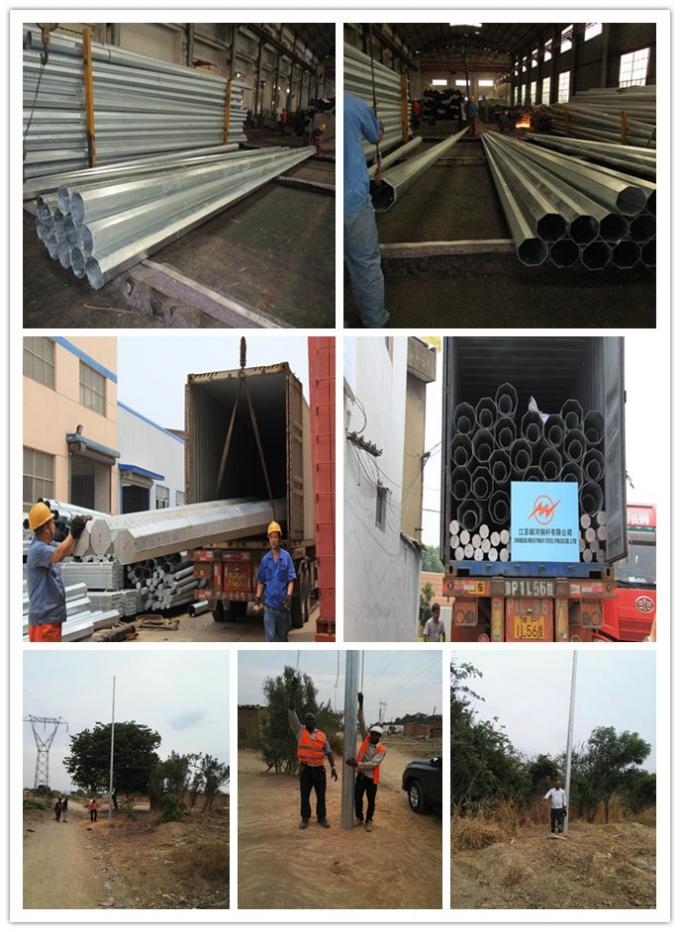 Multi - pyramidal Electrical Power Pole for 33kv transmission line steel pole tower 1