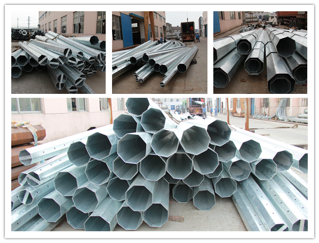 15m 1500Dan Galvanized Steel Tubular Pole With Electrical Power Accessories 0