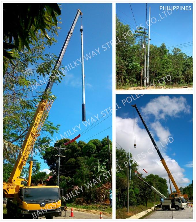 45FT NEA Điện thép cột 2 phần 500kg Philippines truyền thống 3