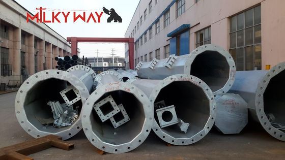 Tháp trụ đơn thép Q345 cho viễn thông 18m-30m Mạ kẽm nhúng nóng nhà cung cấp