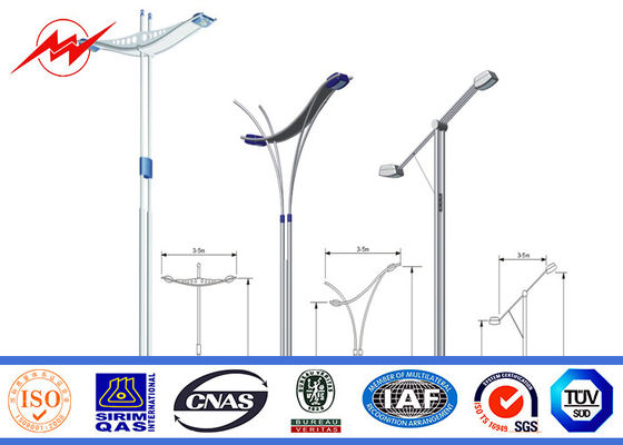 HDG 3mm Painting Galvanized Steel Pole One Section for Road Lighting