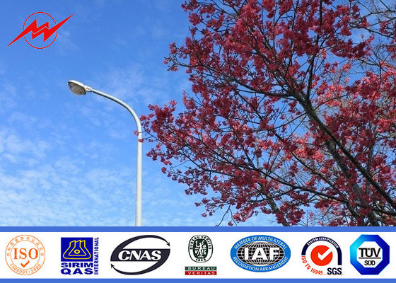 Professional 12m One Arm Street Parking Lot Light Poles 3mm Thickness