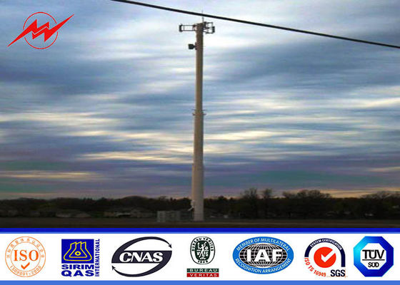 Conical 90ft Galvanized Mono Pole Tower , Mobile Communication Tower Three Sections