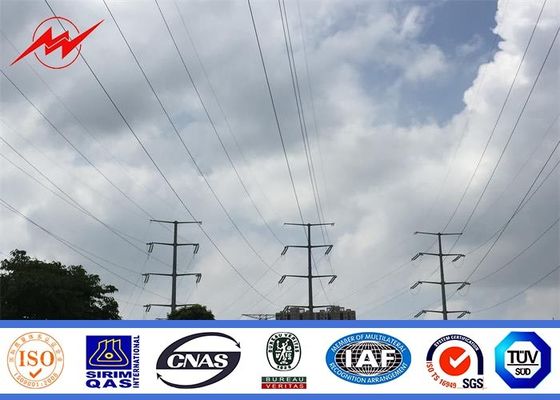Tubular / Lattice Steel Galvanization Electrical Power Pole For Transmission Line
