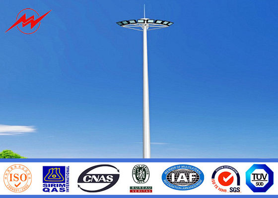 Powder Coating 30M High Mast Pole , Commercial Outdoor Light Poles with Lifting System