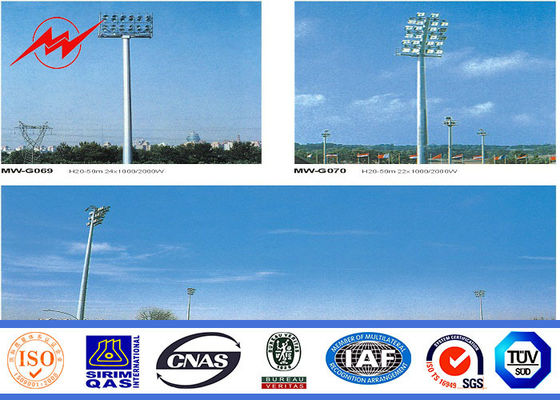 High Strength 3 Sections White Steel Decorative Street Light Pole Anti Rust