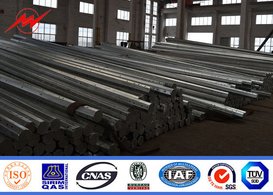 Polygonal 33KV 12m Electrical Transmission Steel Utility Pole With Cross Arms
