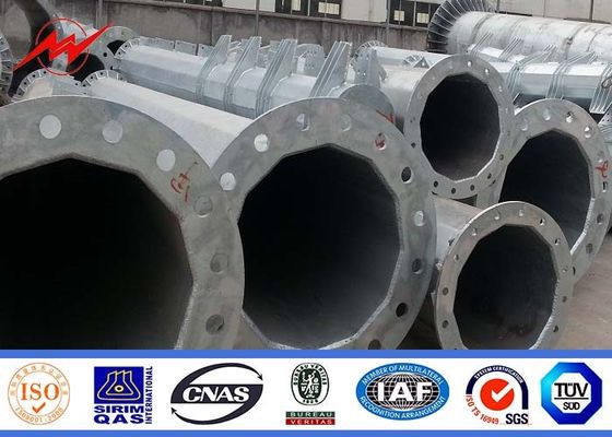 69KV Octagonal Galvanized Steel Transmission Poles Waterproof IP65 / IP54