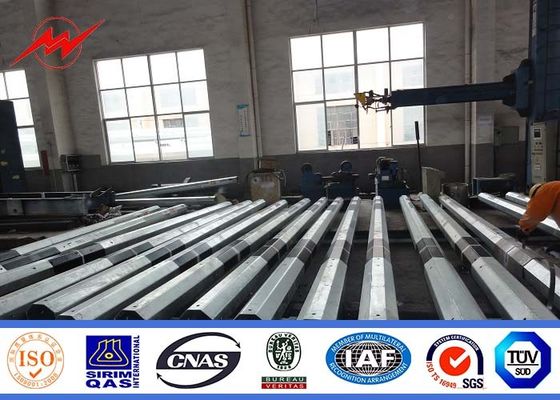 Anti - Ultraviolet 45FT Distribution Galvanized Steel Pole With Cross Arm