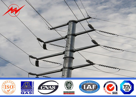 138kv Round Tapered Polygonal Galvanized Steel Pole , Electric Power Pole