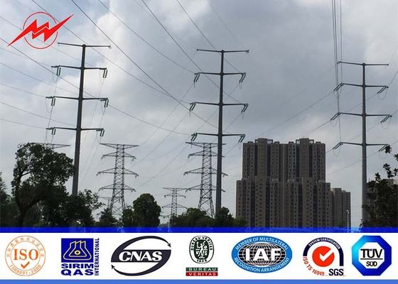 14m 500 Dan Tapered Steel Utility Pole , Galvanized Steel Poles With Climbing Ladder Protection