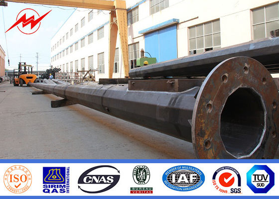 Flanged Painting 3mm 20m High Mast Lighting Poles with 12 Lamps Wind Speed 30m/s