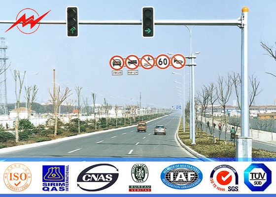 Conical / Round 5m Powder Coating Galvanised Steel Pole For Traffic System