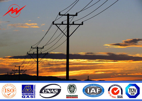 Galvanized 16m 10KN Electrical Steel Utility Pole 1mm To 30mm Thickness