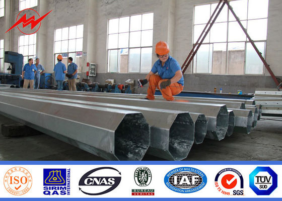 Conical 4mm Thickness Hot Dip Galvanized Power Transmission Pole With Stepped Bolt