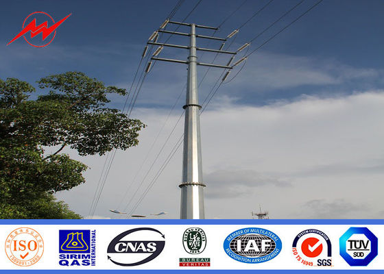 66 Kv Steel Electrical Power Pole / Transmission Pole High Steel Yield Strength