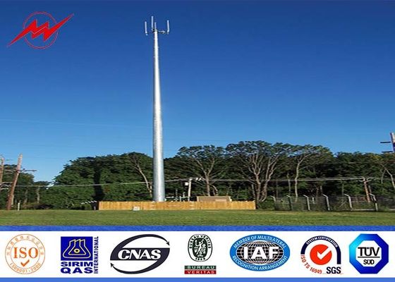 90 Ft Three Sections Galvanized Mono Pole Tower Round With Galvanized Stepped Bolt