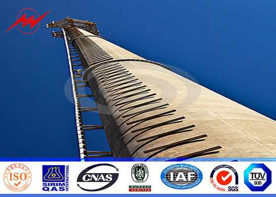 90 Ft Three Sections Galvanized Mono Pole Tower Round With Galvanized Stepped Bolt