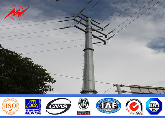 AWS D1.1 16m 6.9kv Power Line Pole / Steel Utility Poles For Mining Industry