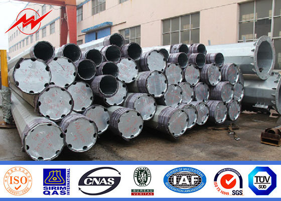 Tapered 15M Galvanized Steel Pole 1mm - 36mm Thickness For Electricity Distribution