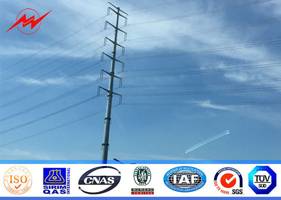 Octagonal 11.8M Galvanized Electrical Power Pole 6.5KN Bearing Load 3.5mm Thickness