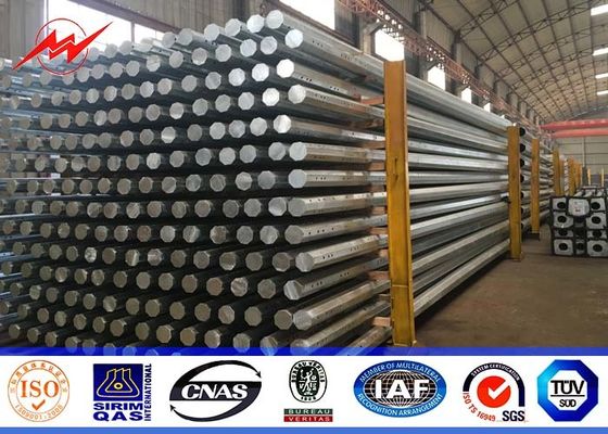 69 kv Octagonal Electrical Galvanized Steel Pole With Galvanized Steel Cross Arms
