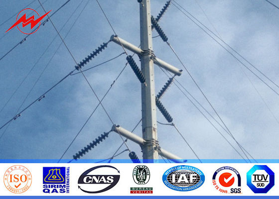 8 Sided Double Circuit Galvanized Steel Pole For 165kv Electrical Transmission Line