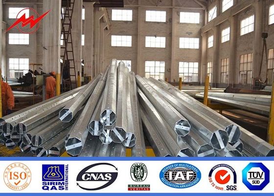 33kv Power Distribution Steel Transmission Poles Hot Dip Galvanized Gr65 Material