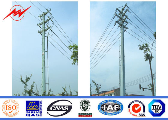 Galvanized Cameroon 9m - 13m Electric Steel Power Pole With Bitumen Gr50