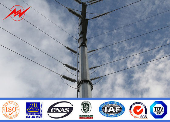 36M Galvanized Power Transmission Steel Poles 10kv - 550kv For Power Line