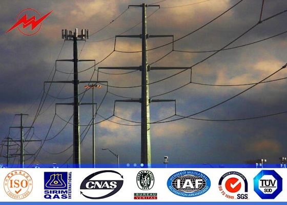 14m Octagonal Steel Power Distribution Poles Galvanized Bitumen AWS D1.1 For Transmission Overline