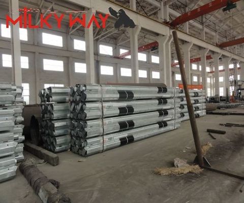 Đường cột điện bằng thép galvanized nóng với FRP 3.8mm 7.2mm Độ dày 9m 11m Chiều dài Malaysia tiêu chuẩn