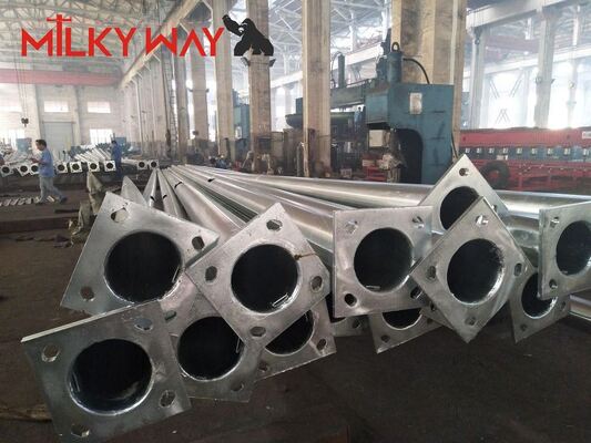 Cột thép 6m 7m 8m Cột đèn đường mạ kẽm nhúng nóng với cánh tay đôi