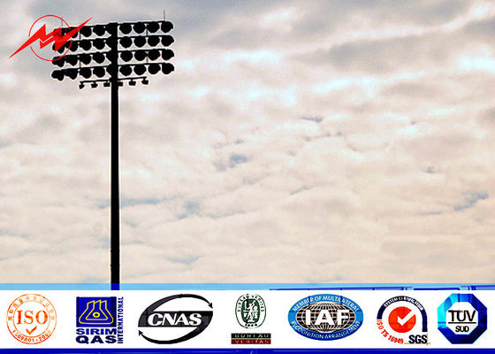 50M 60 Nos Đèn LED Cao Mast Light Pole Sân vận động Light Tower Với Square Lantern Carriage
