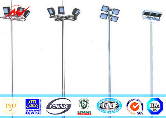 50M 60 Nos Đèn LED Cao Mast Light Pole Sân vận động Light Tower Với Square Lantern Carriage