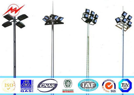 50M 60 Nos Đèn LED Cao Mast Light Pole Sân vận động Light Tower Với Square Lantern Carriage