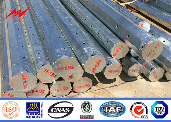 8m 16m Châu Phi Cực bên ngoài Đường dây điện Cực thép với cường độ năng suất nhỏ nhất 500Mpa