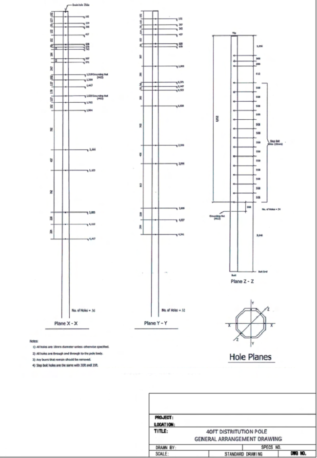 Cột thép hữu ích hình tám góc cho cột kim loại kẽm truyền điện 0