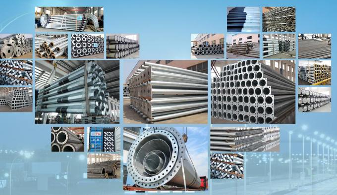 8m 10m 12m Hot Dip thép galvanized cột điện với lớp phủ bột polyester màu 2