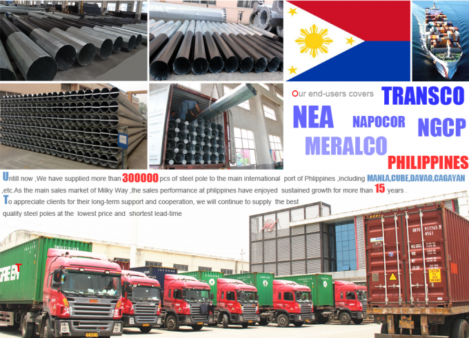 60FT 65FT 1280kg Đường cột điện tùy chỉnh cho các thị trường và yêu cầu của các quốc gia khác nhau 1