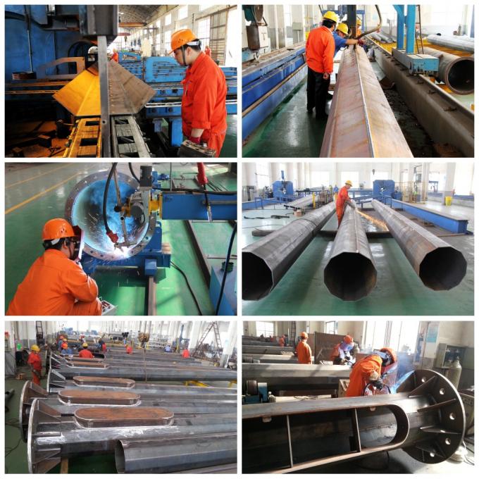 50FT 60FT 1000kg 450Mpa Min Yield Stress Cột điện điện, Cross Arm Cột thép kẽm 1