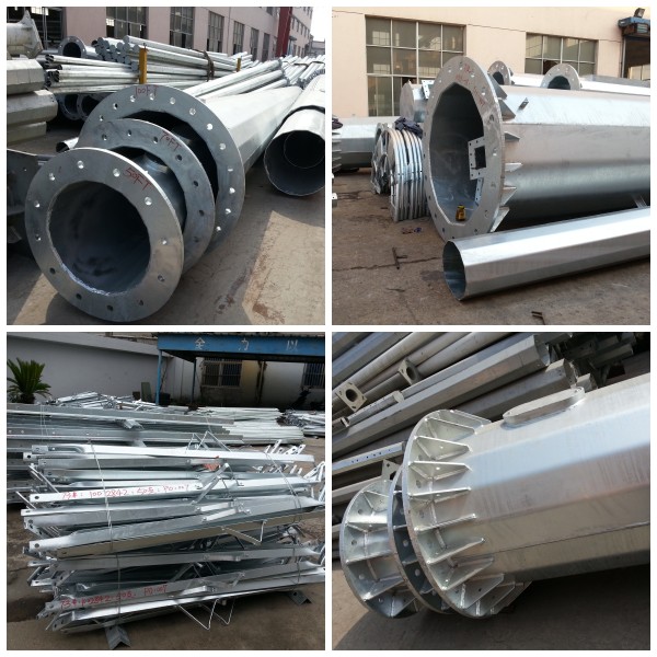 50FT 60FT 1000kg 450Mpa Min Yield Stress Cột điện điện, Cross Arm Cột thép kẽm 2